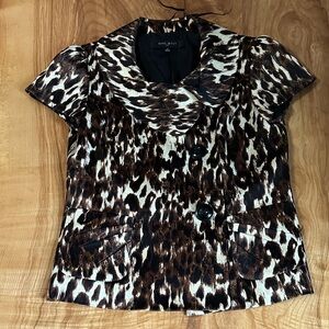 Nine West Brown Animal Print Blouse